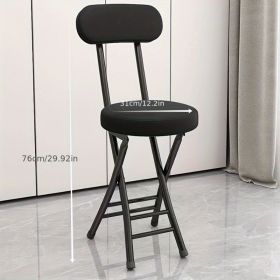 Portable Foldable Iron Alloy Backrest Chair Ergonomically Designed For Long-Term Sitting Without Fatigue, Exclusively For Adults Suitable For Home (Color: Black)